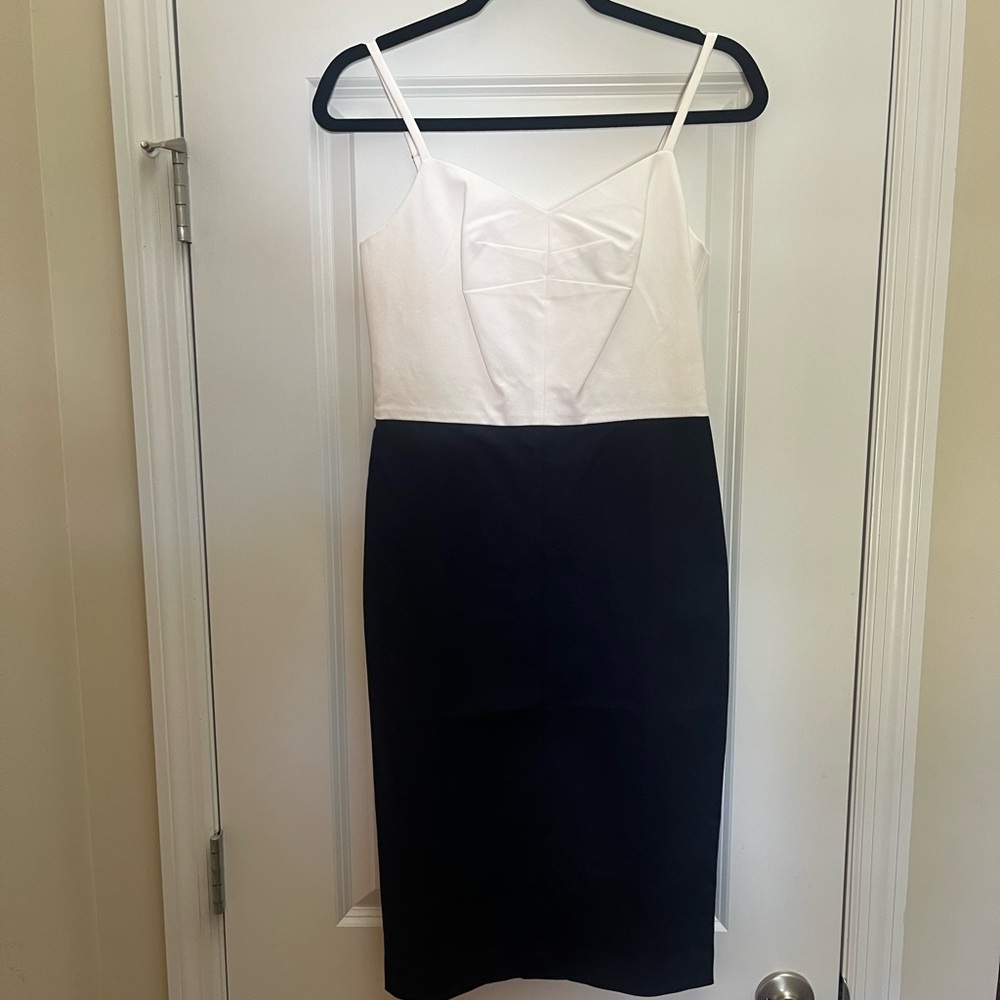 Banana Republic Navy and White Colorblock Midi Sheth Dress NWT